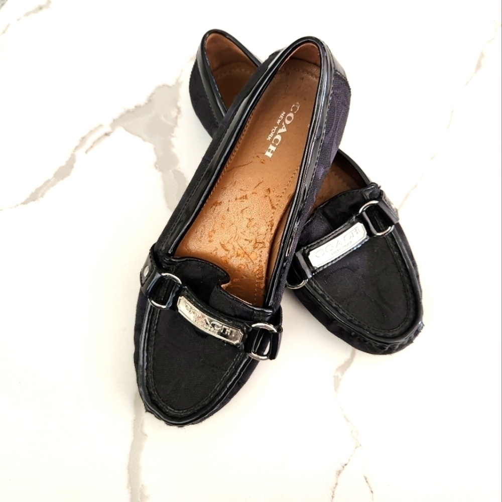 Coach Felisha Driving Loafers Black Signature